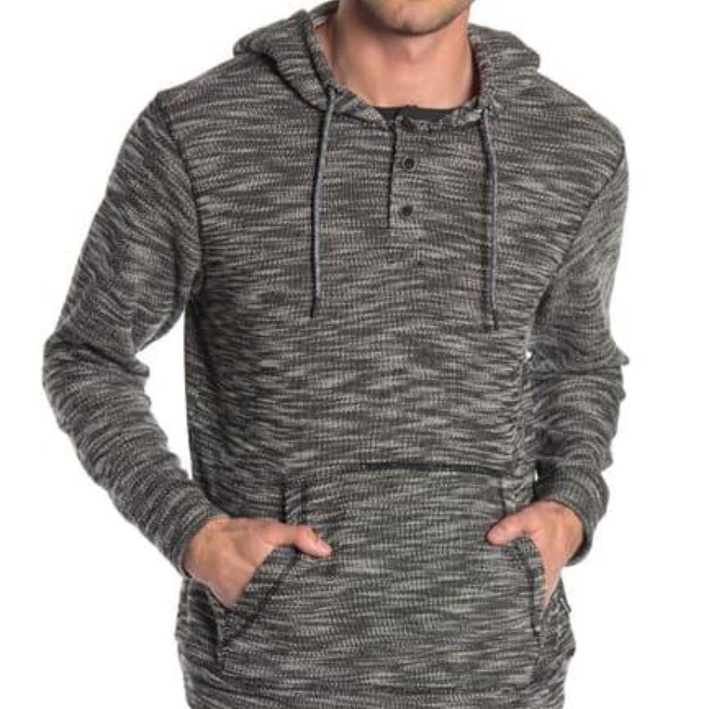 Union Long Sleeves Texture Hoodie Sweater W/Pockets Charcoal Size Small New